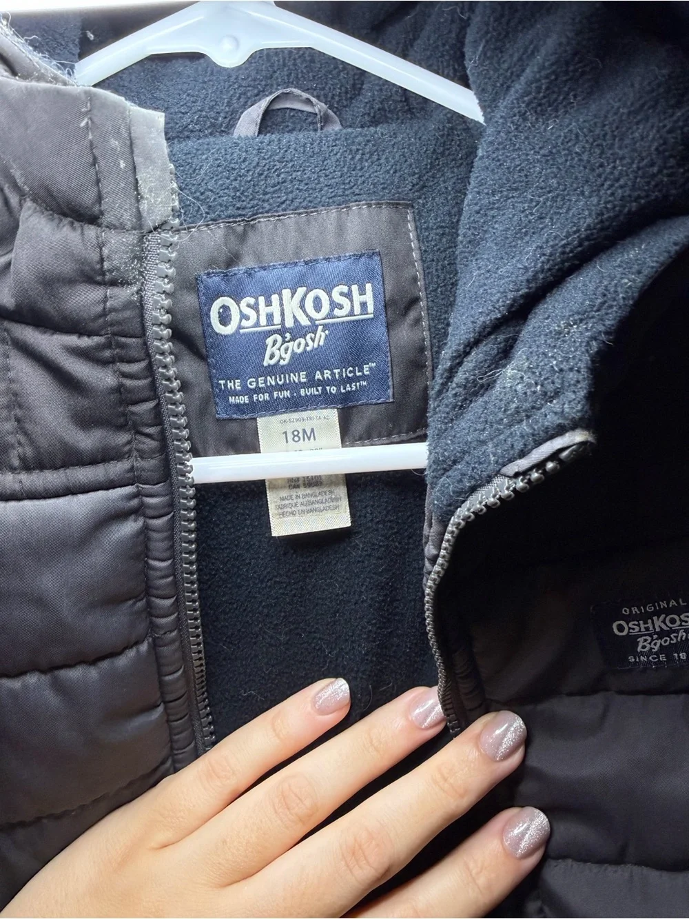 OshKosh B'gosh Toddler Hooded Puffer Jacket - Charcoal Gray